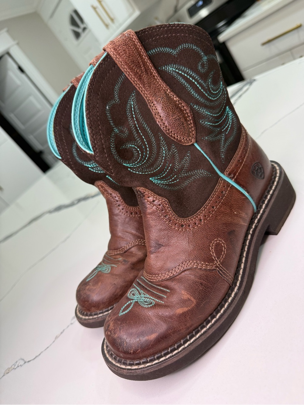Ariat Fatbaby Heritage Dapper Women's Boots 6B Brown Leather Turquoise